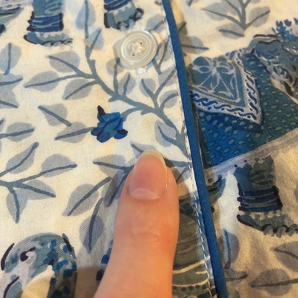 Printfresh Flamenco Shirt Shorts PJ Pajama Set Cotton Blue White Elephant XL - Picture 16 of 16